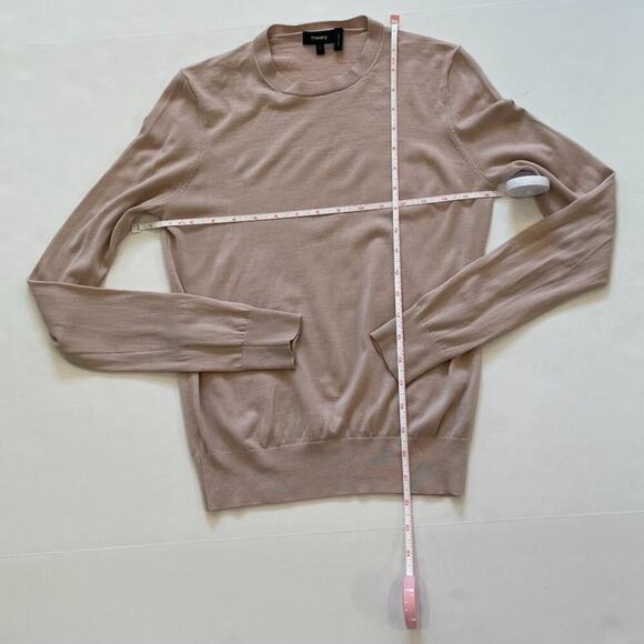 Theory Lightweight Petal/Blush/Pink/Beige Wool Crewneck Long Sleeve Sweater S - Picture 9 of 13